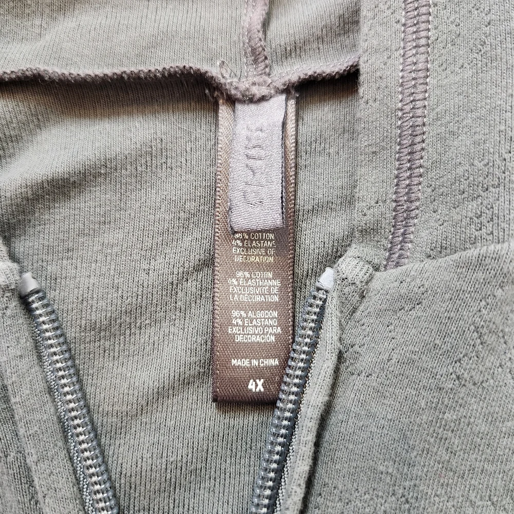 Skims Logo Pointelle Zip Up Hoodie In Mineral Green Size 4X - Picture 4 of 6
